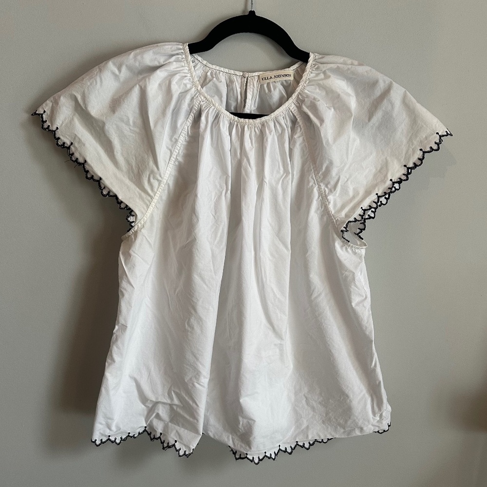 Ulla Johnson White Blouse with Black Trim